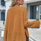 Round Neck Dropped Shoulder Slit Sweater