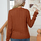 Cable-Knit Round Neck Long Sleeve Sweater