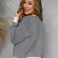 Chevron Ribbed Trim Dropped Shoulder Knit Pullover