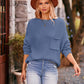 Round Neck Sweater with Pocket - Deals DejaVu