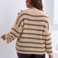 Plus Size Striped Dropped Shoulder Sweater - Deals DejaVu