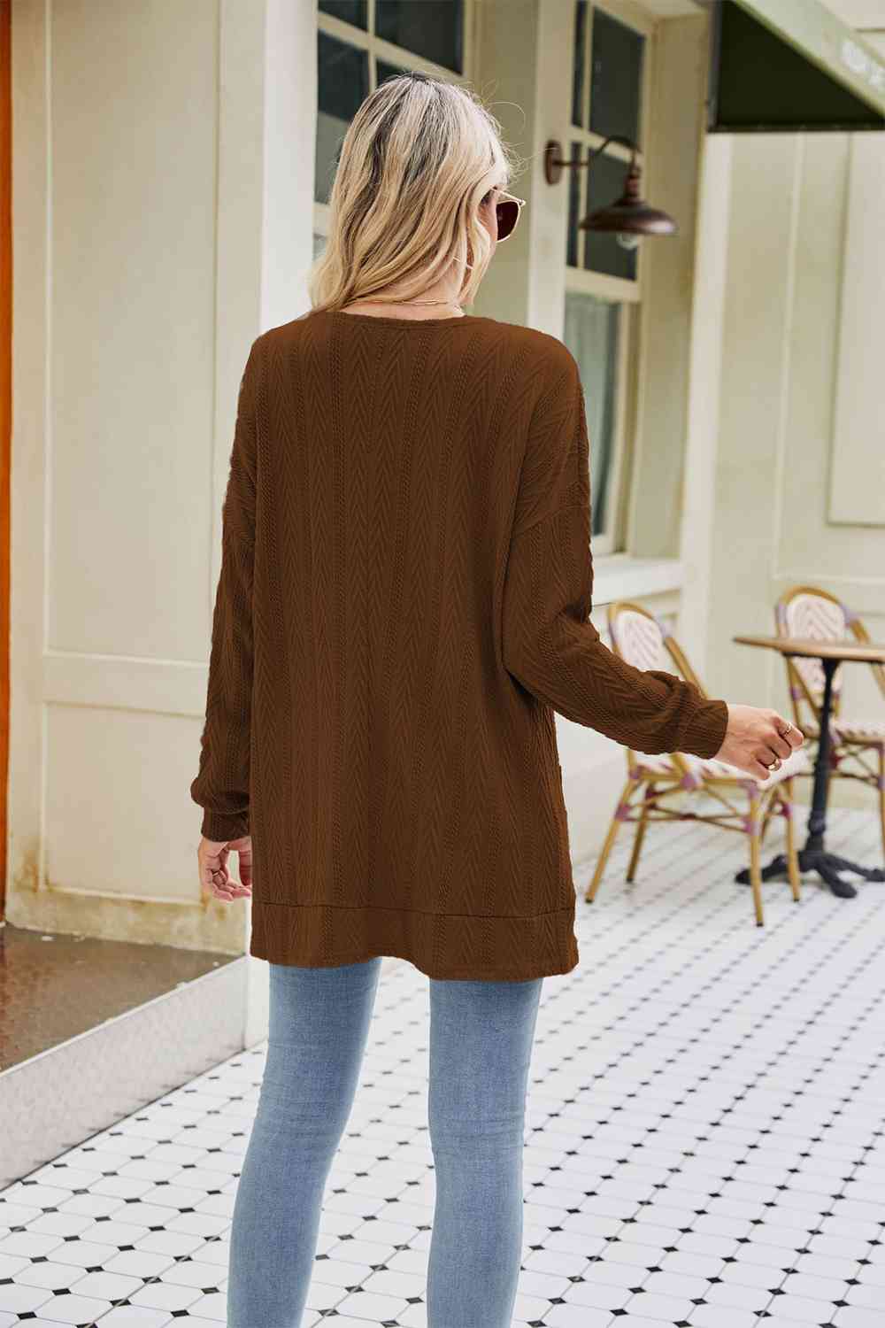 Long Sleeve Pocketed Cardigan - Deals DejaVu