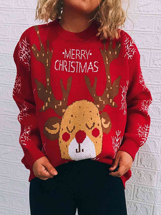 Christmas Element Long Sleeve Sweater - Deals DejaVu