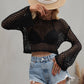 Openwork Flare Sleeve Cropped Cover Up (TB11D) T - Deals DejaVu