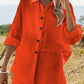 Texture Button Up Shirt and Shorts Set