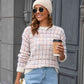 Plaid Round Neck Long Sleeve Pullover Sweater
