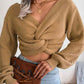 Twisted Front Long Sleeve Cropped Sweater