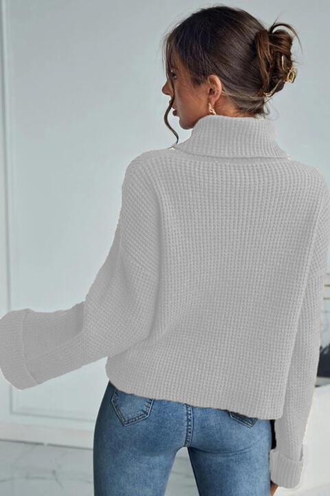 Turtleneck Long Sleeve Sweater - Deals DejaVu