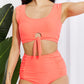 Marina West Swim Sanibel Crop Swim Top and Ruched Bottoms Set in Coral (TB9D) T
