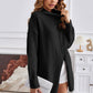 Exposed Seam Mock Neck Slit Sweater - Deals DejaVu
