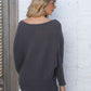 Full Size Horizontal Ribbing Dolman Sleeve Sweater