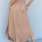 Doublju Comfort Princess Full Size High Waist Scoop Hem Maxi Skirt in Tan