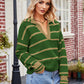 Striped Johnny Collar Sweater - Deals DejaVu