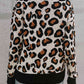 Leopard Round Neck Dropped Shoulder Sweater - Deals DejaVu