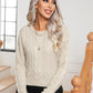 Cable-Knit Round Neck Long Sleeve Sweater - Deals DejaVu