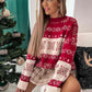 Snowflake Pattern Dropped Shoulder Sweater