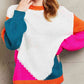Double Take Color Block Round Neck Drop Shoulder Sweater - Deals DejaVu