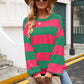 Striped Balloon Sleeve Knit Pullover - Deals DejaVu