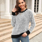 Printed Round Neck Dropped Shoulder Sweater - Deals DejaVu