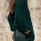 Contrast V-Neck Long Sleeve Sweater