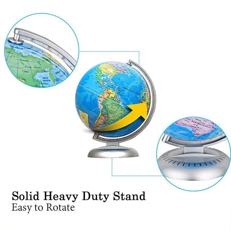 8" Illuminated Up-to-date Built-in LED Night World Globe Useful Learning Tool Sturdy PP Stand Multifunctional Night Light (LL6)(LL4)(1U58)