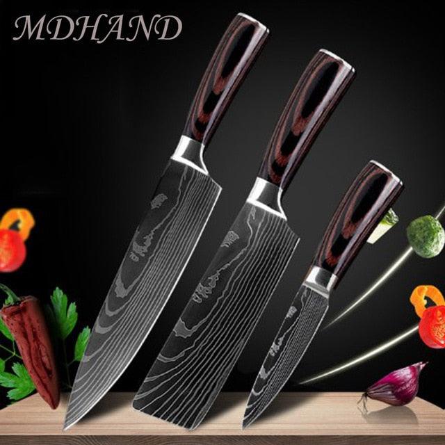8 "inch Stainless Steel Laser Damascus Pattern Sharp Chef Knife Cleaver sushi knife Slicing Utility Knives(AK5)(1U61)(F61)