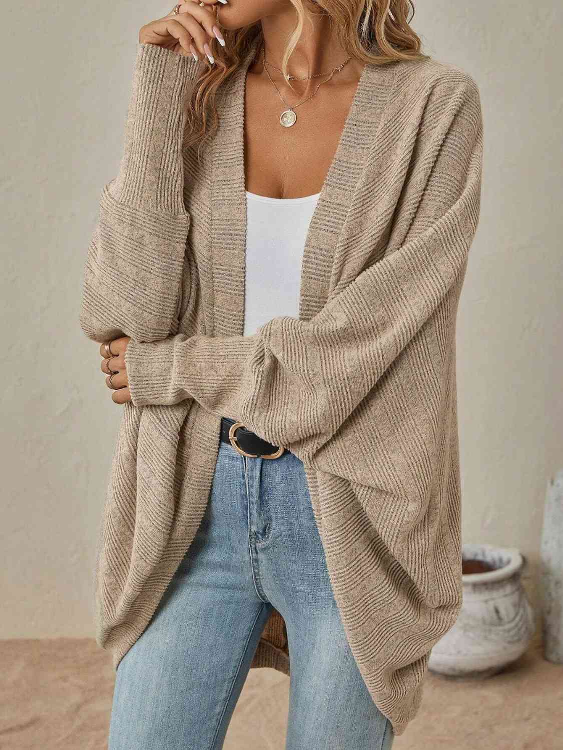 Open Front Dropped Shoulder Cardigan (BFD) T - Deals DejaVu