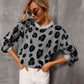 Animal Print Dropped Shoulder Knit Pullover