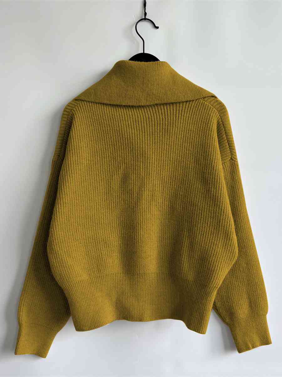 Statement Collar Half Button Sweater - Deals DejaVu