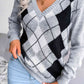 Geometric V-Neck Sweater - Deals DejaVu