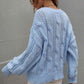 Woven Right Cable-Knit Openwork Round Neck Sweater