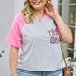 Plus Size Striped Leopard Round Neck T-Shirt