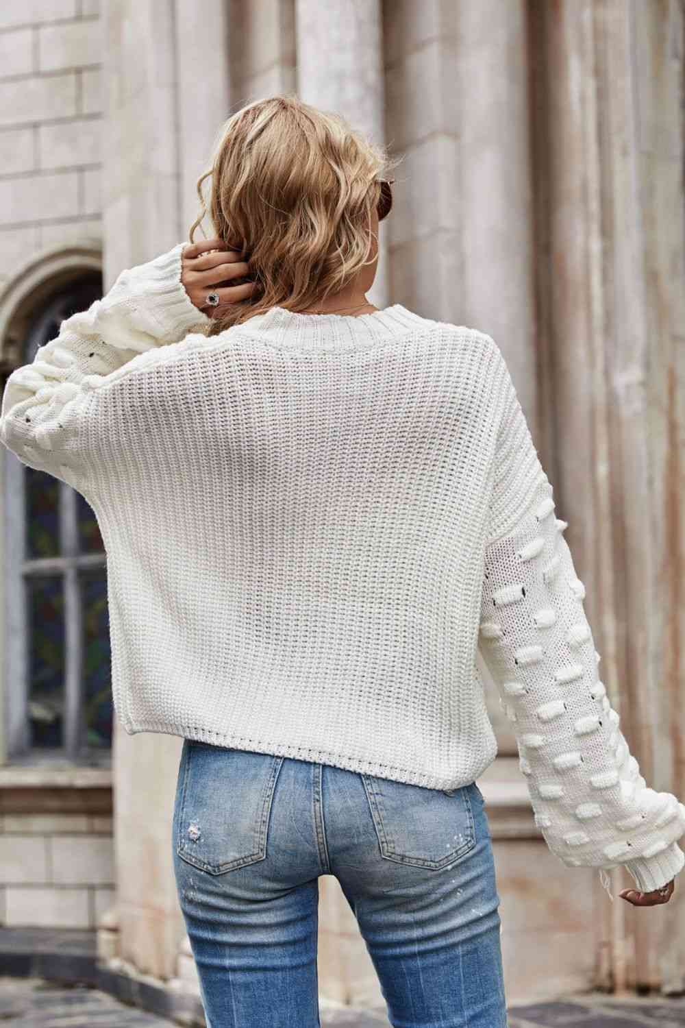 Weekend Style Rib-Knit Dropped Shoulder Sweater - Deals DejaVu