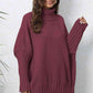 Turtle Neck Long Sleeve Ribbed Sweater