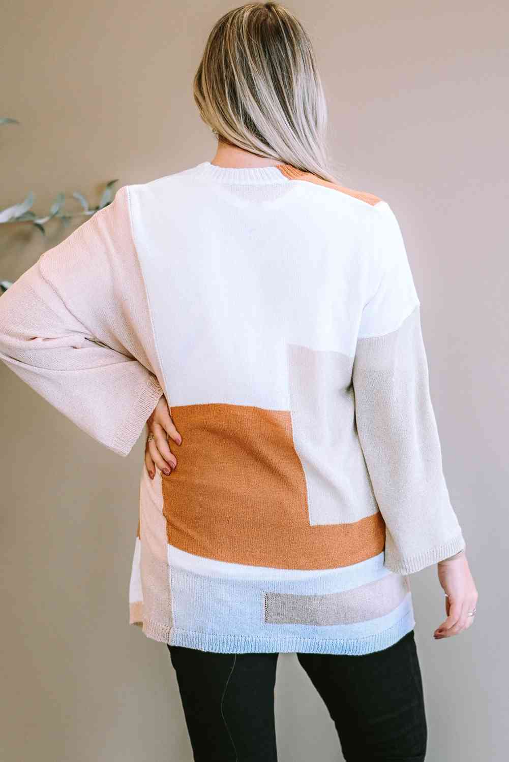 Plus Size Color Block Open Front Longline Cardigan - Deals DejaVu