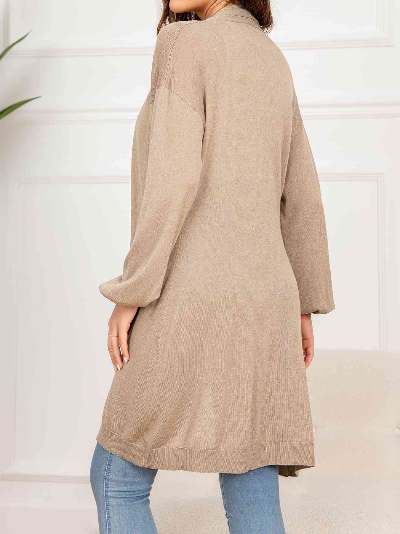 Dropped Shoulder Open Front Longline Cardigan - Deals DejaVu