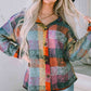 Plaid V-Neck Button Down Jacket