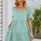 V-Neck Flounce Sleeve Tiered Dress (BWD)(WS06)T