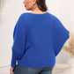 Full Size Boat Neck Batwing Sleeve Sweater