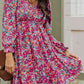 Floral Smocked V-Neck Flounce Sleeve Dress (MWBT) T - Deals DejaVu
