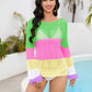 Color Block Boat Neck Sheer Cover Up (TB11D) T