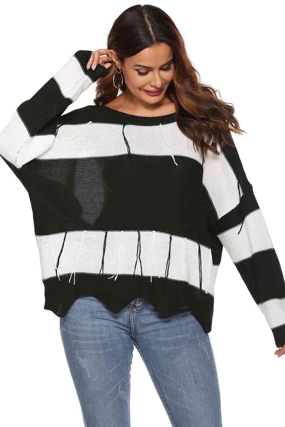 Color Block Backless Long Sleeve Sweater - Deals DejaVu