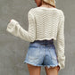 Round Neck Long Sleeve Cropped Sweater - Deals DejaVu