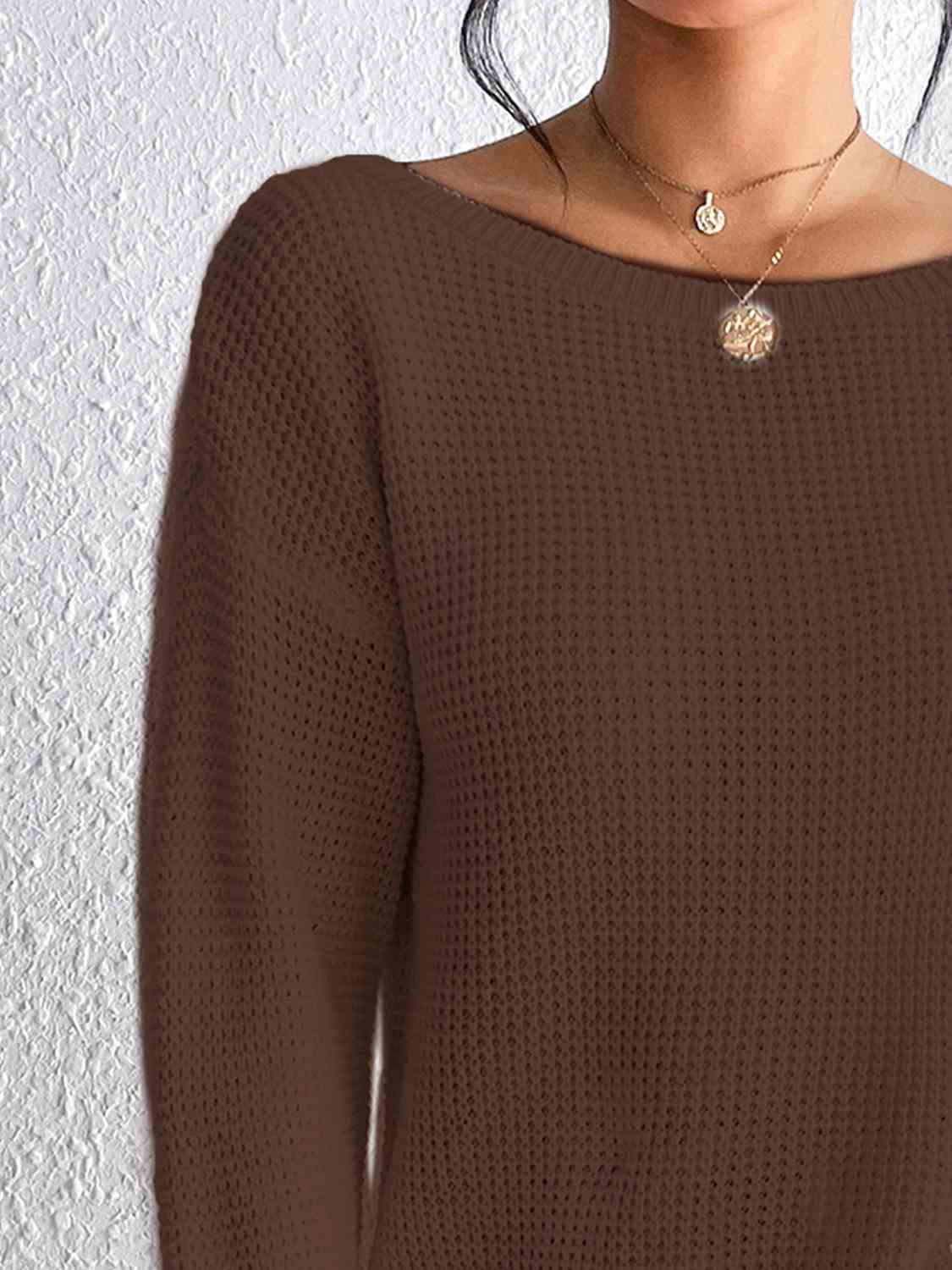 Boat Neck Drop Shoulder Sweater