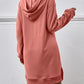 Slit Long Sleeve Hooded Dress with Pocket (MWBT) T - Deals DejaVu