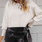 Round Neck Dropped Shoulder Pullover Sweater