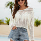 Fringe Trim Openwork Long Sleeve Cover-Up (TB11D) T