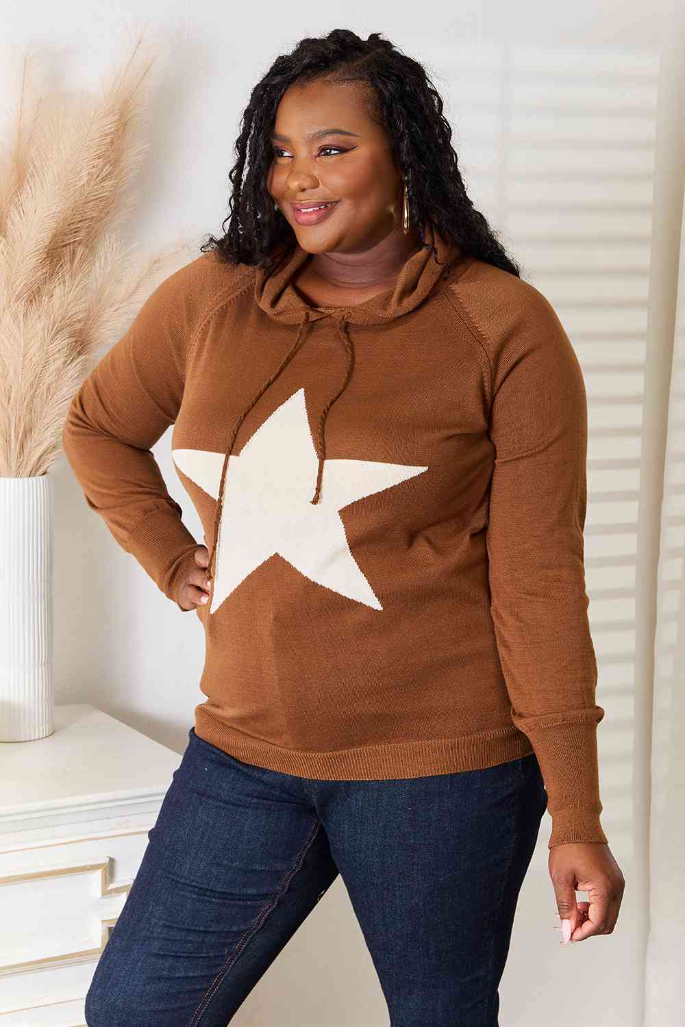 Heimish Full Size Star Graphic Hooded Sweater (BFD) T - Deals DejaVu