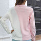 Contrast Color Round Neck Long Sleeve Sweater