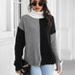 Contrast Turtleneck Long Sleeve Sweater - Deals DejaVu